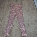 Rose Gold Sequin Off Shoulder Party Jumpsuit Romper  XL