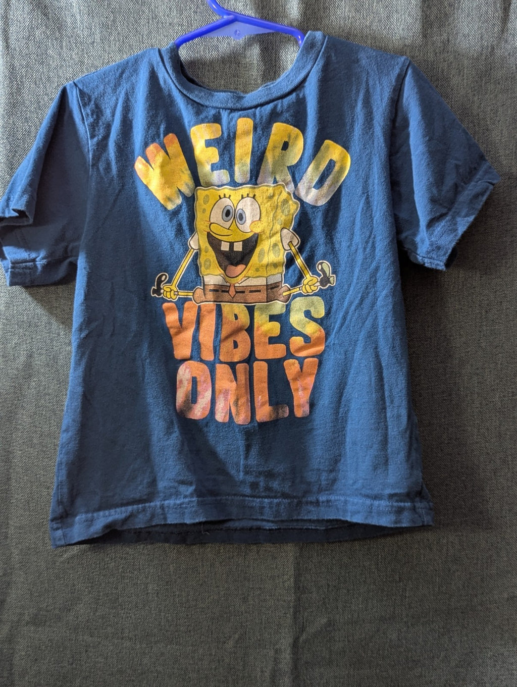 Nickelodeon SpongeBob SquarePants Shirt Boys Size 6 Weird Vibes Only Blue Tee
