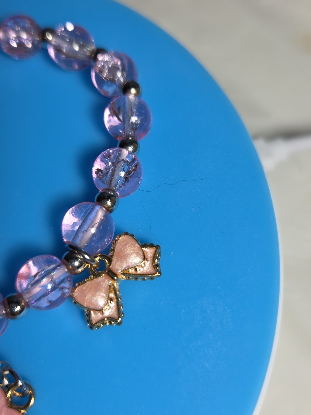 Kawaii Kitty Pink Beaded Stretch Charm Bracelet Y2K