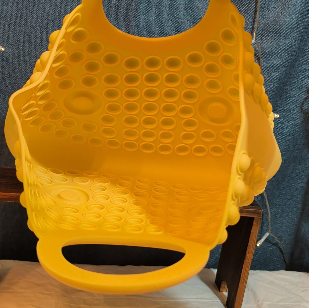Large Yellow Pop Fidget Toy Silicone Handbag Tote Blue Eyes Kidcore