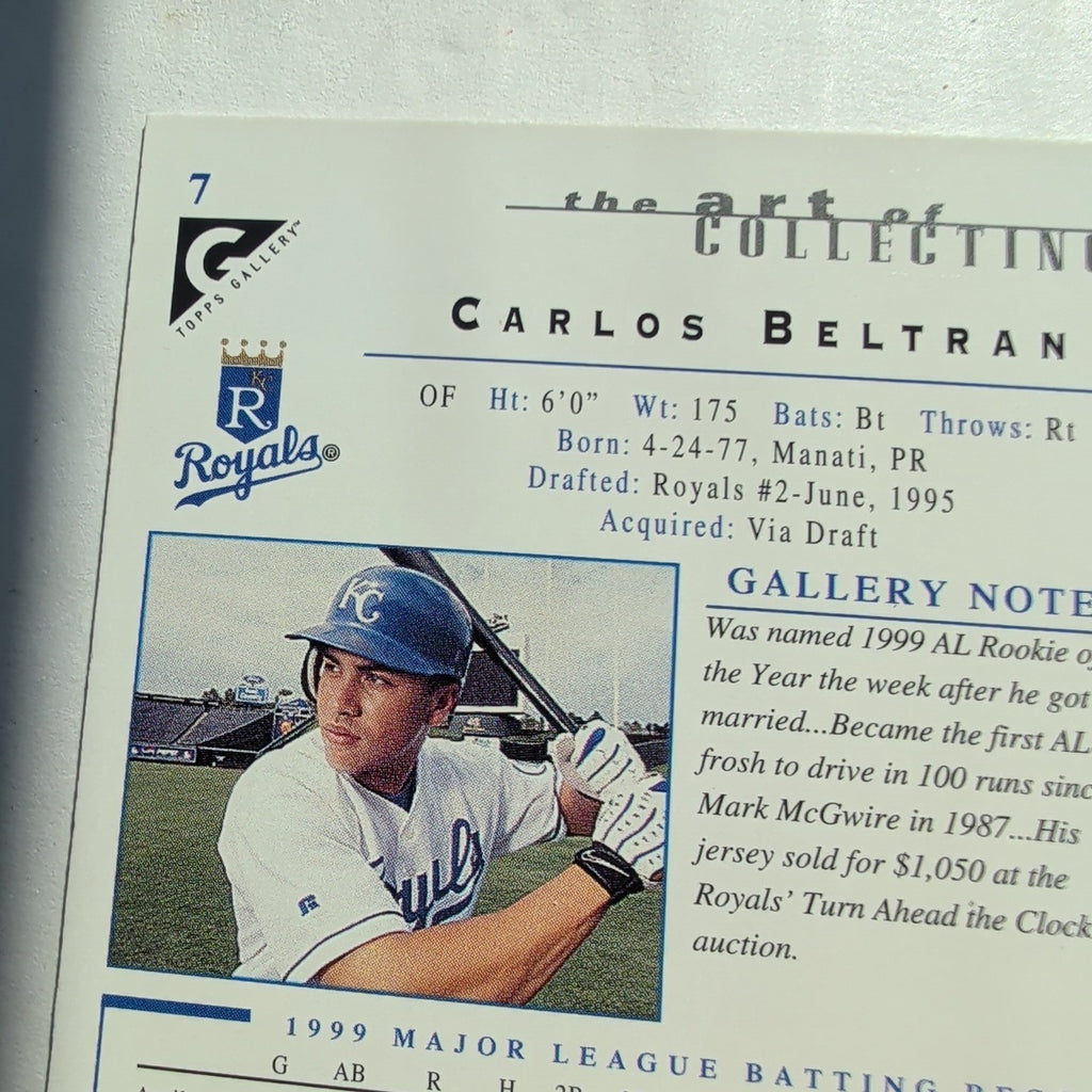 2000 Topps Gallery Carlos Beltran #7 Royals Canvas 1999 ROY HOF Vibe