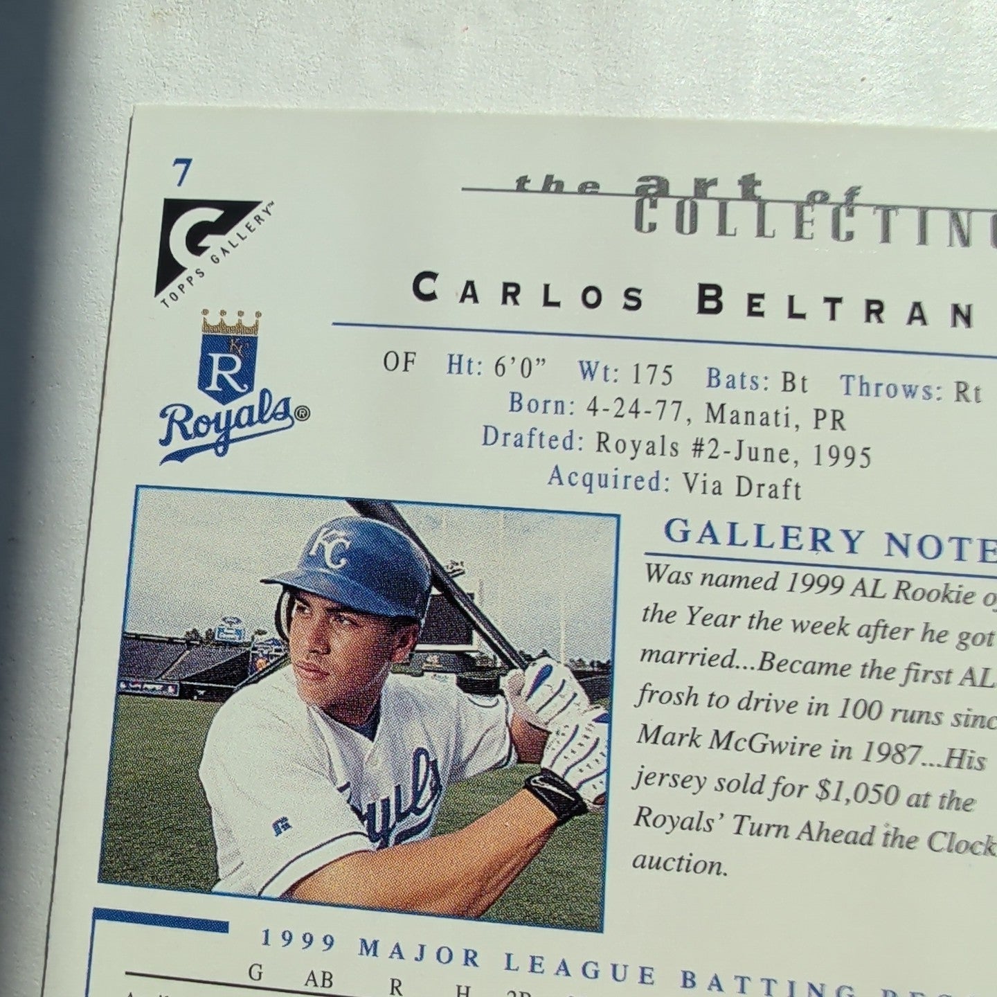 2000 Topps Gallery Carlos Beltran #7 Royals Canvas 1999 ROY HOF Vibe