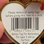 Ty Beanie Baby Fuzz Bear 1999 Retired MWMT P.E. Pellets Holographic Tag Vintage
