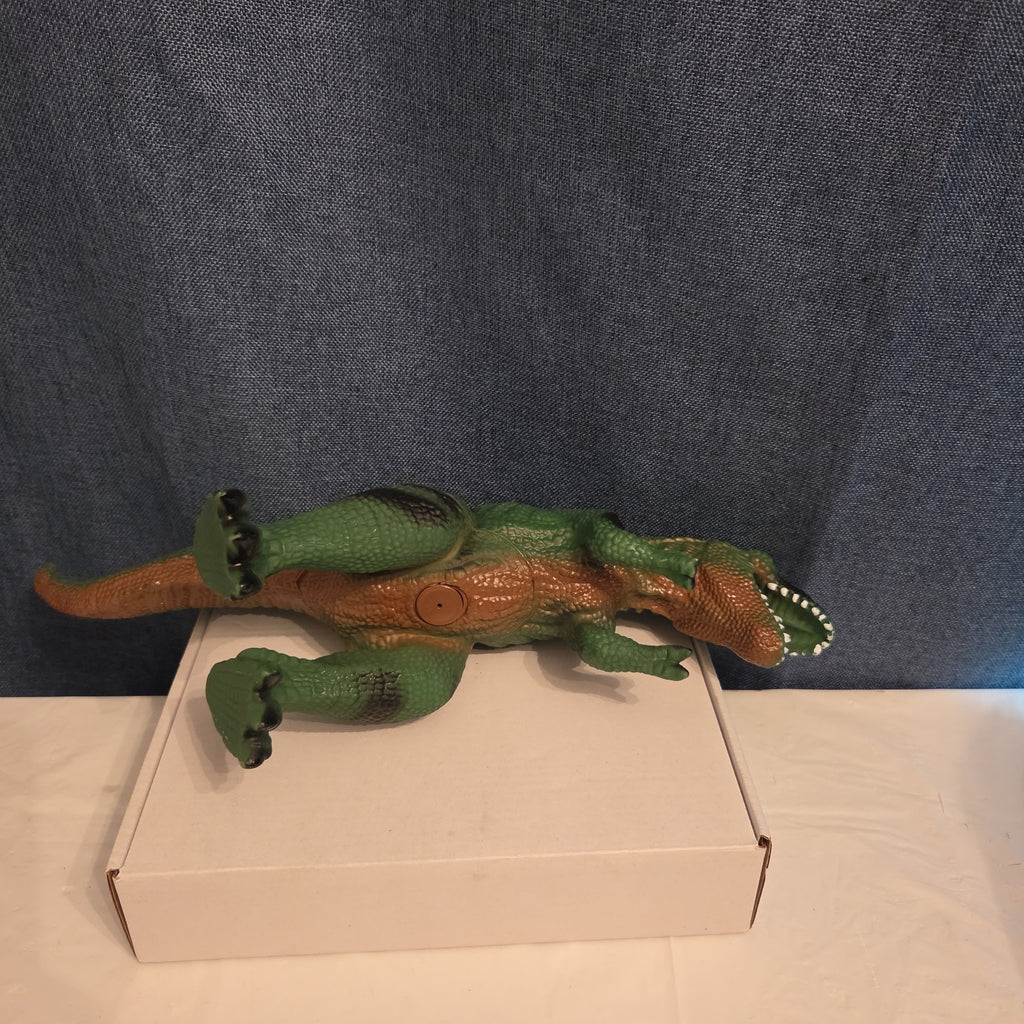 T-Rex Dinosaur Toy Soft Rubber Vinyl Tyrannosaurus Rex Green Black Stripe Figure