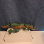 T-Rex Dinosaur Toy Soft Rubber Vinyl Tyrannosaurus Rex Green Black Stripe Figure