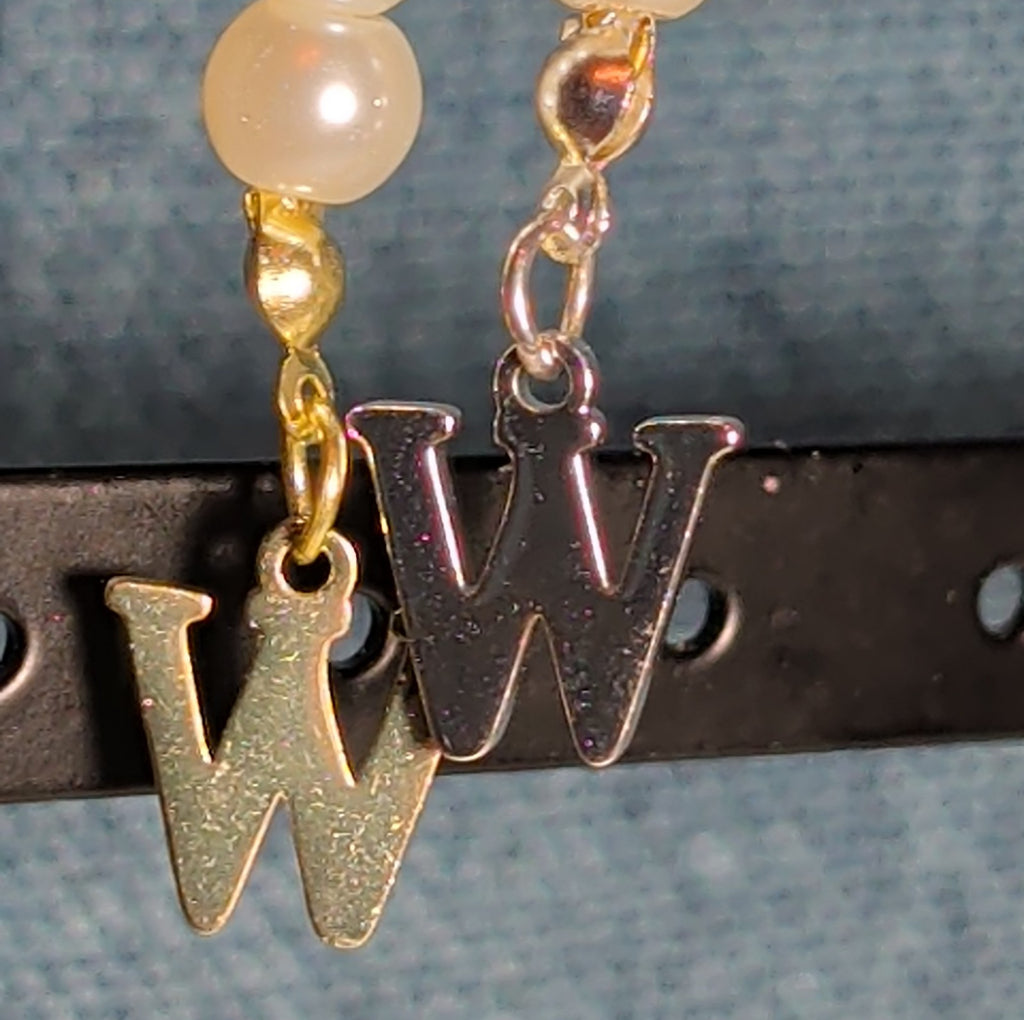 Faux Pearl Purse Charm Gold Silver Tone W Letter Initial