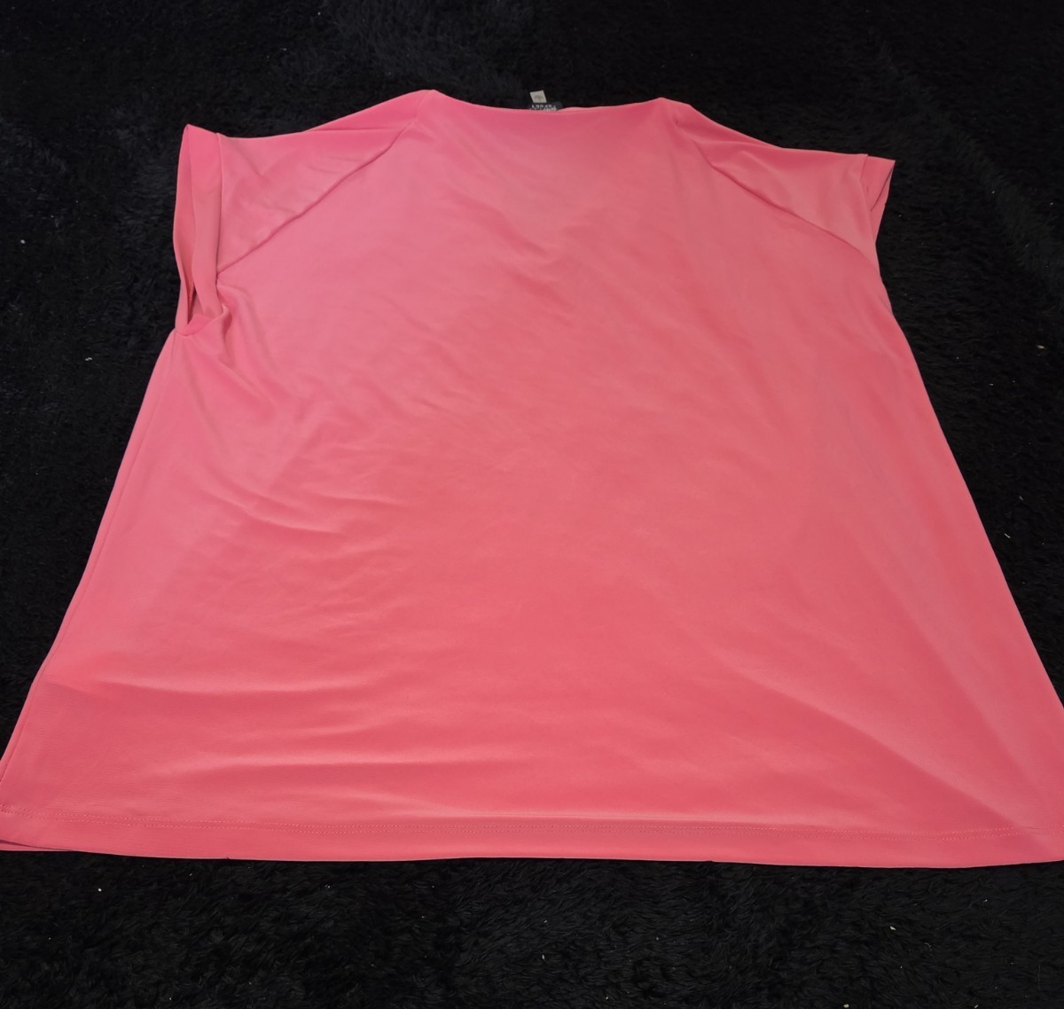 Anne Klein Sport Blouse Coral Lion Logo V-Neck Jersey Career Top Gently Used L