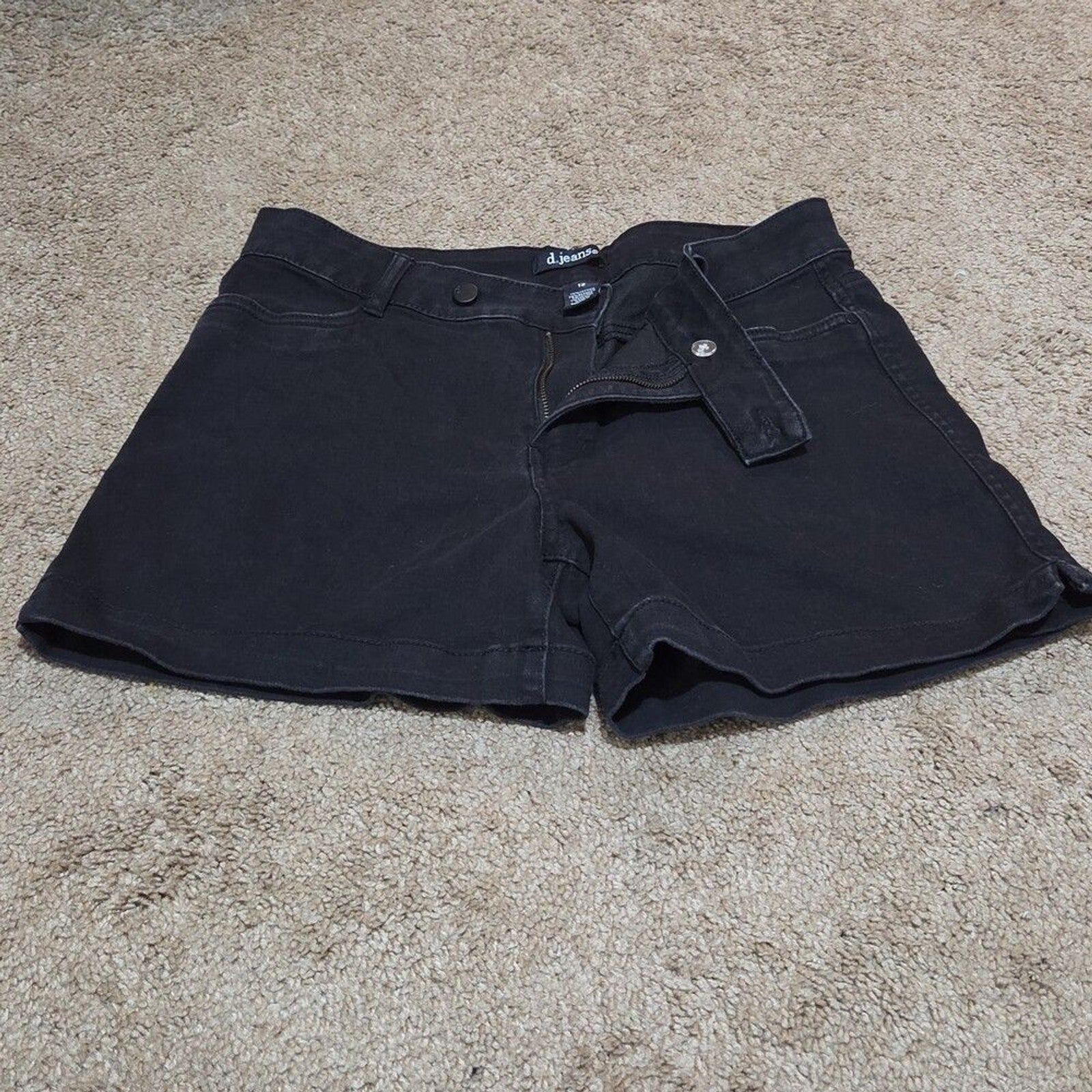 d.jeans High Waist Shorts Black Repreve Stretch Denim Modern Preowned Size 12