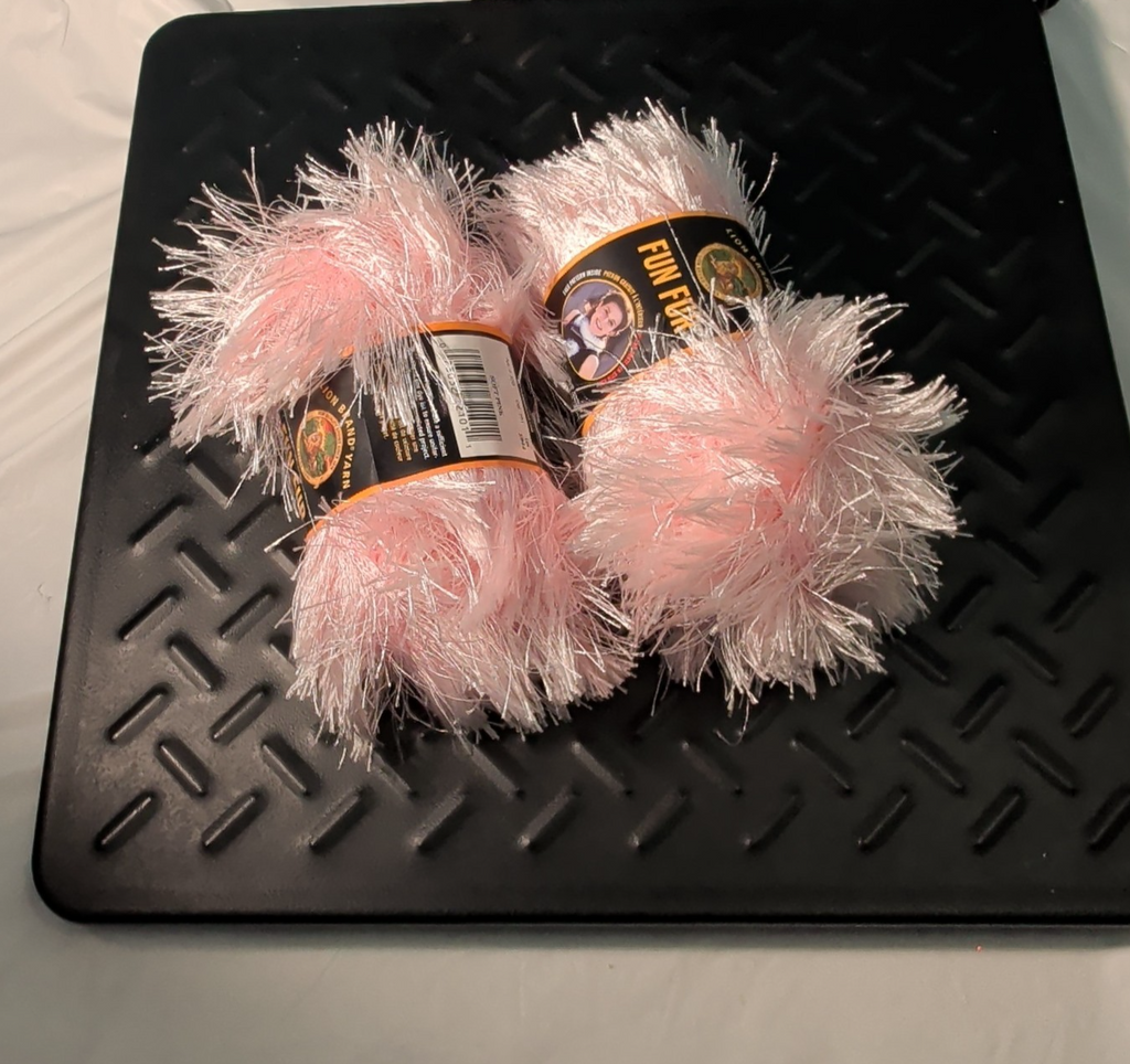 Lion Brand Fun Fur Yarn Soft Pink #101 Lot of 2 Skeins 128yds Eyelash Fluffy NEW