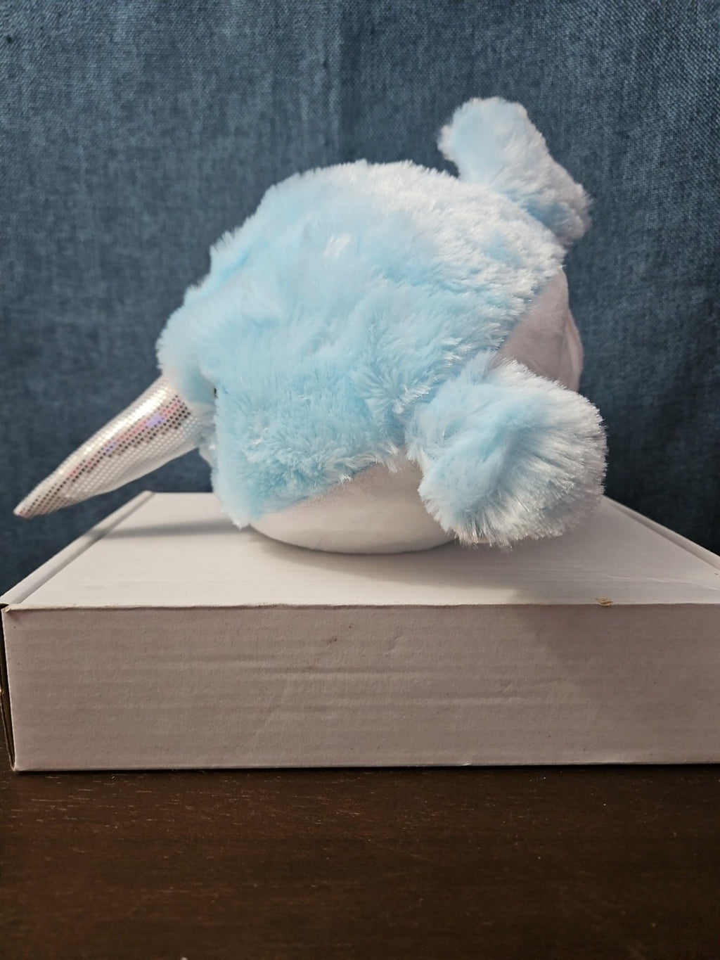 Blue Narwhal Plush Ball Toy 8.25" Inflatable Bouncy Stuffed Animal Sensory Play