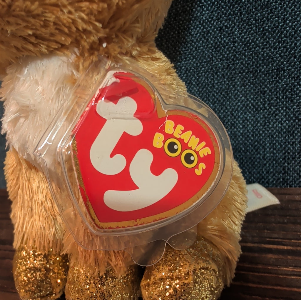Ty Beanie Boos Glitzy Reindeer 6" Plush Gold Glitter Holiday