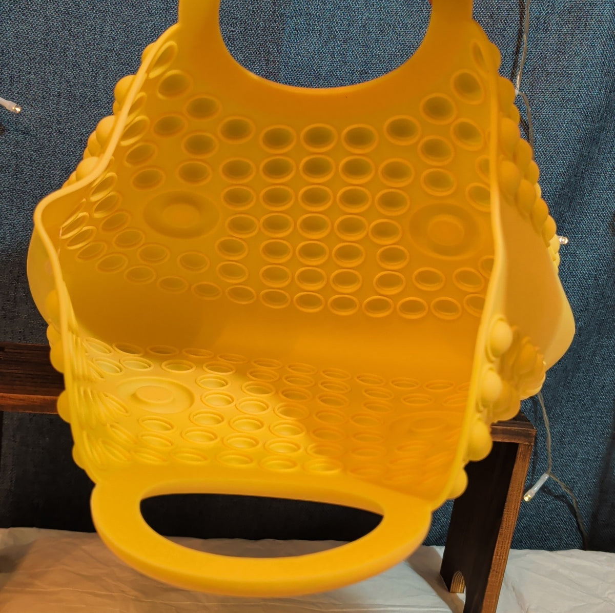 Large Yellow Pop Fidget Toy Silicone Handbag Tote Blue Eyes Kidcore