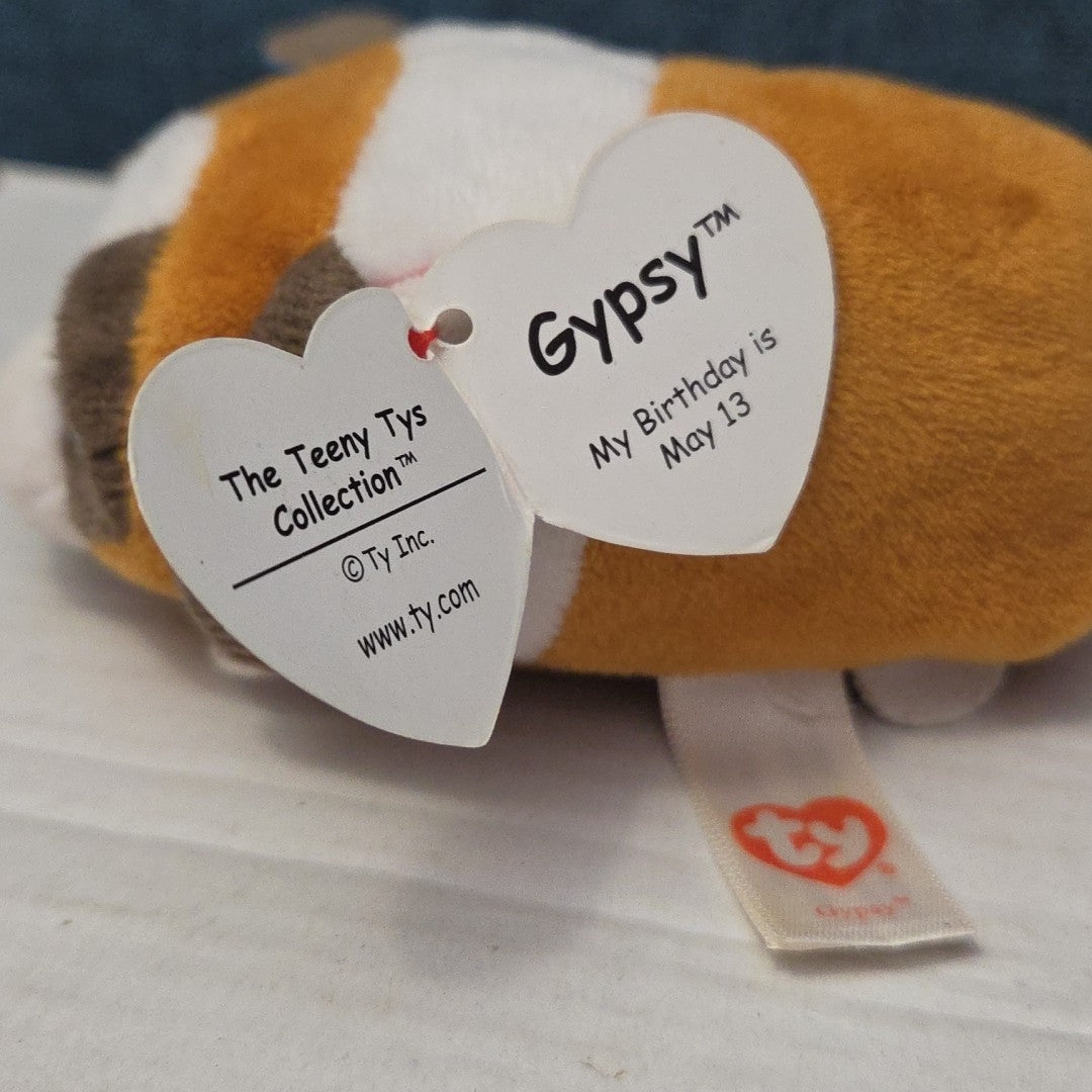 Ty Teenie Tys Gypsy St Bernard Dog Stackable Plush Blue Glitter Eyes MWMT 42205