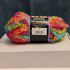 Lion Brand Lion Boucle Yarn Sorbet 205 Mohair Blend Textured Pink Teal Orange