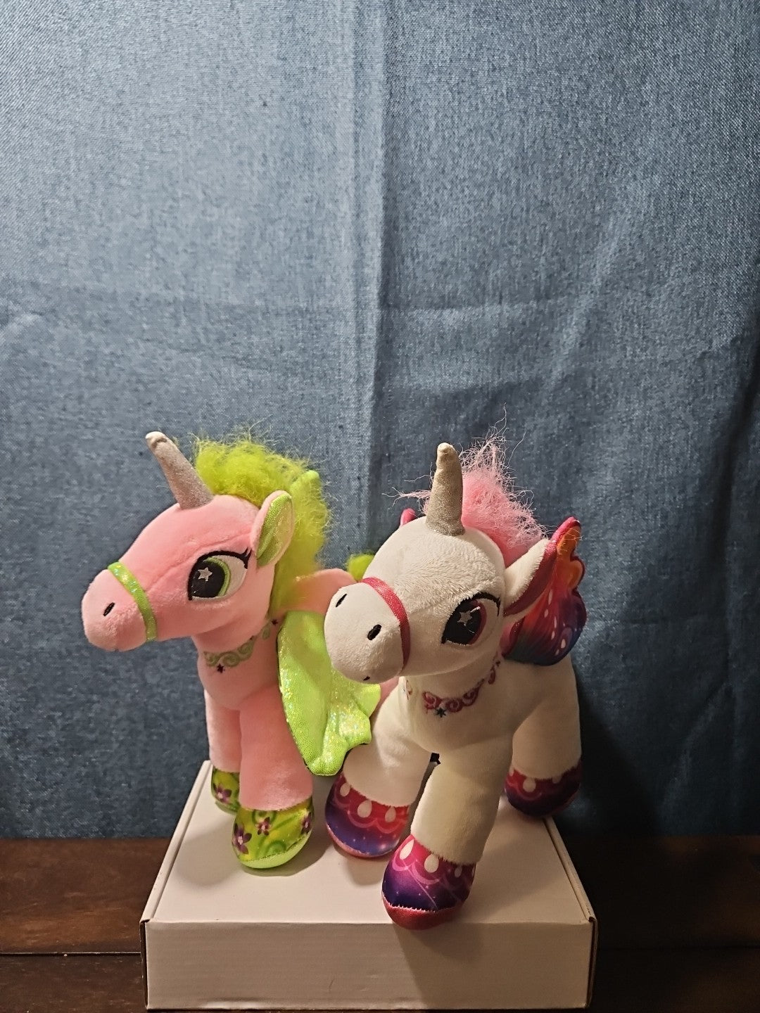 2 Star Eye Unicorn Plush Set | Pink & White Pegasus Stuffed Animals | Shimmer