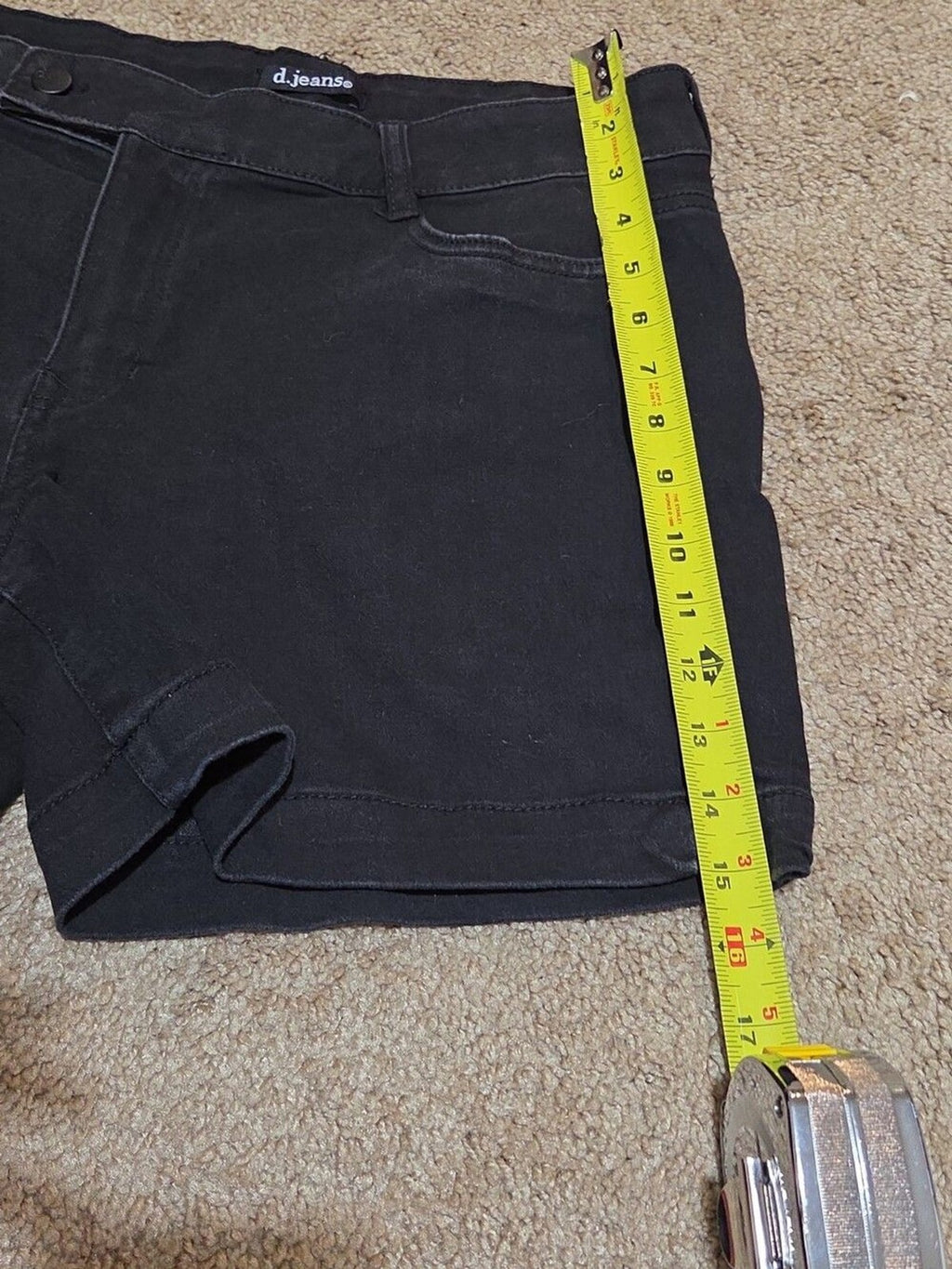 d.jeans High Waist Shorts Black Repreve Stretch Denim Modern Preowned Size 12
