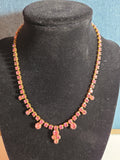 Fringe Necklace Pink Rhinestone Gold Tone Retro Glam