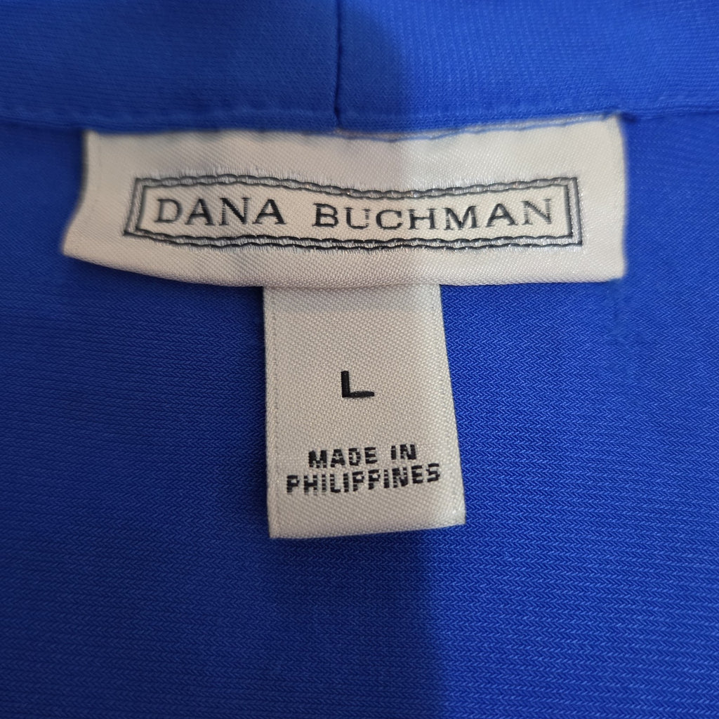 Dana Buchman Draped Neck Blue Sleeveless Top Blouse Gently Used Large