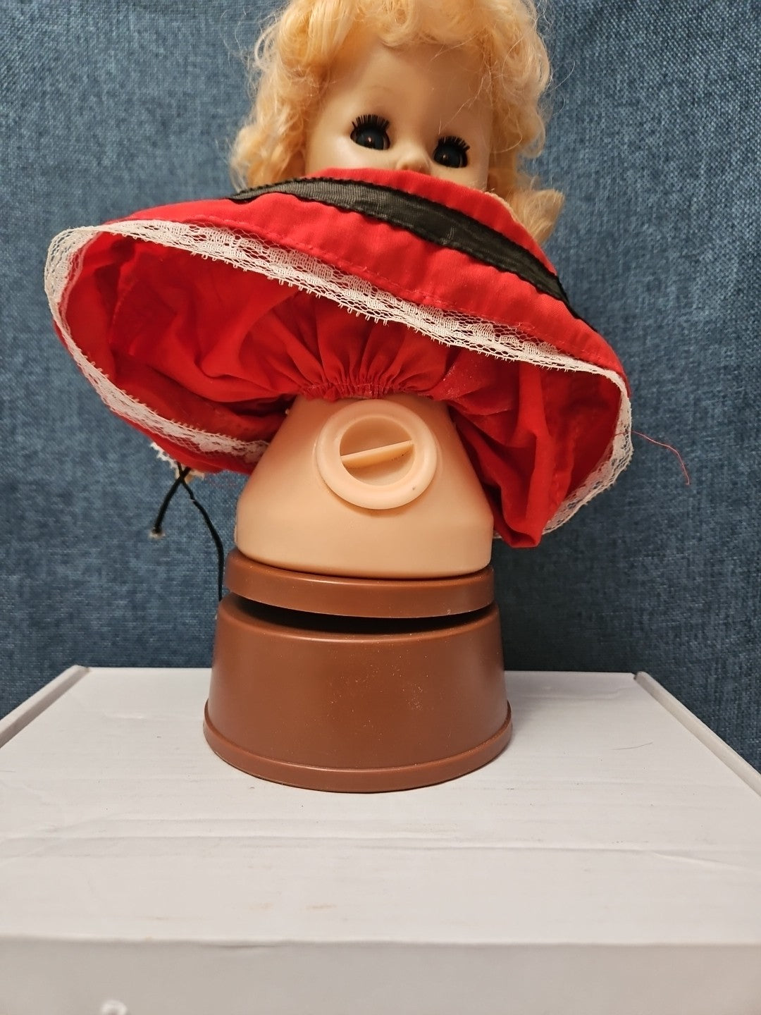 Vintage Heritage Doll Piggy Bank European Folk Costume Blonde Curls Aged Charm