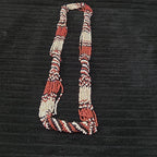 Multi-Strand Seed Bead Twisted Necklace Red Black Boho EUC