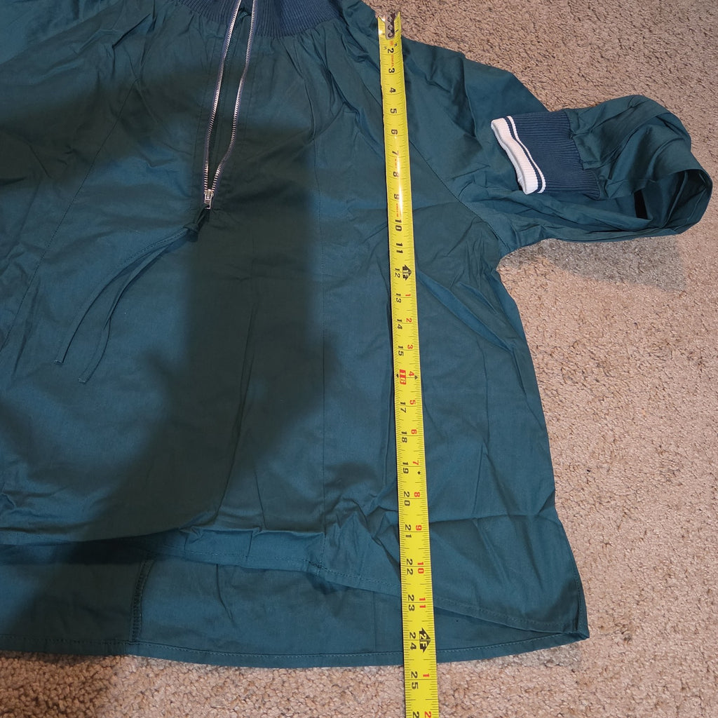 1/4 Zip Pullover Green Jacket Retro Slouchy Size S Casual Windbreaker
