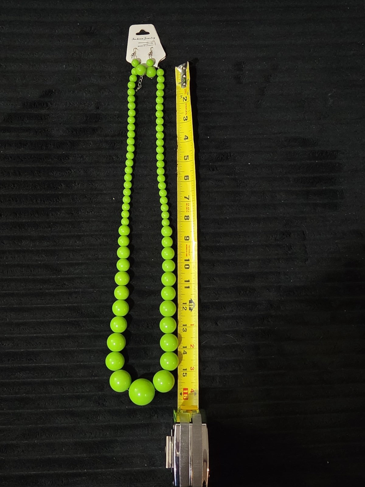 Chunky Bubblegum Bead Necklace Earring Set Green Retro New On Card