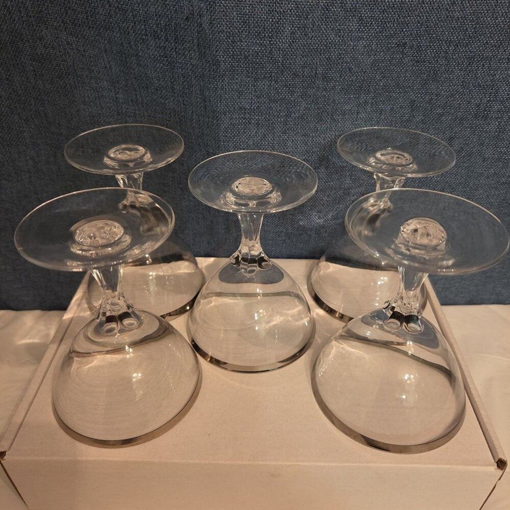 Tiffin Franciscan Brookmar Platinum Rim Champagne Coupe Sherbet Glass Set of 5