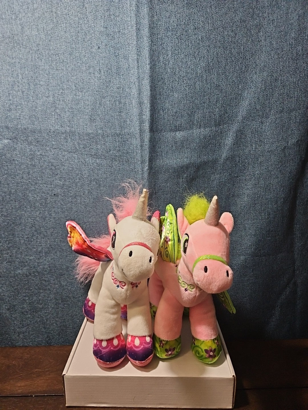 2 Star Eye Unicorn Plush Set | Pink & White Pegasus Stuffed Animals | Shimmer