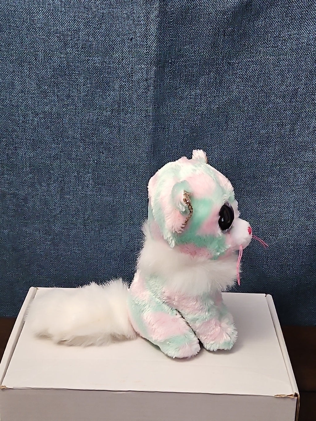 TY Beanie Boos Opal Cat Plush 6" | Pastel Pink & Green Tie Dye Kitty | No Tag