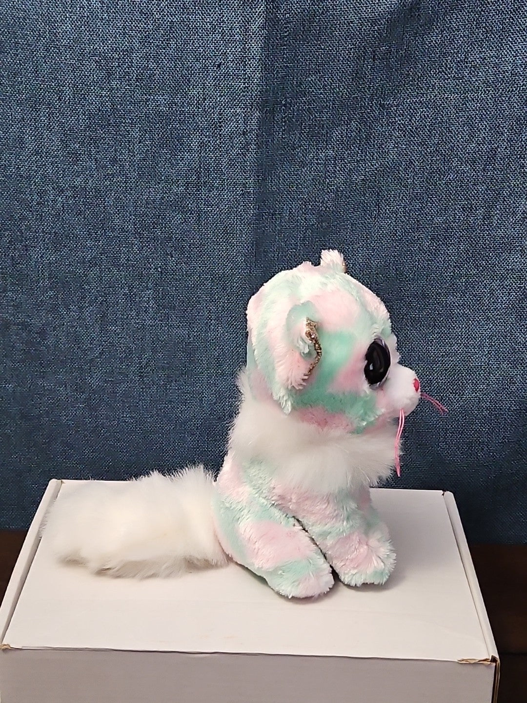 TY Beanie Boos Opal Cat Plush 6" | Pastel Pink & Green Tie Dye Kitty | No Tag