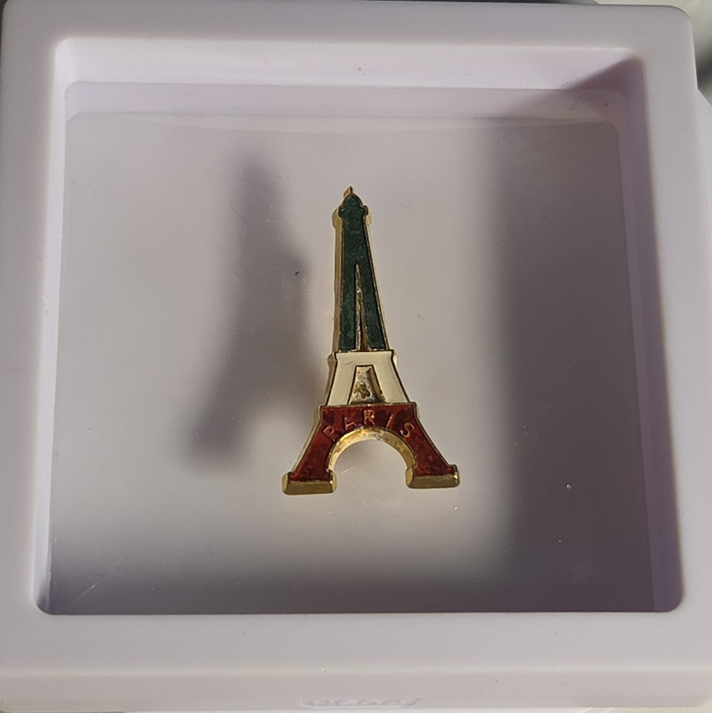 Paris Eiffel Tower Enamel Metal Brooch Vintage Pin
