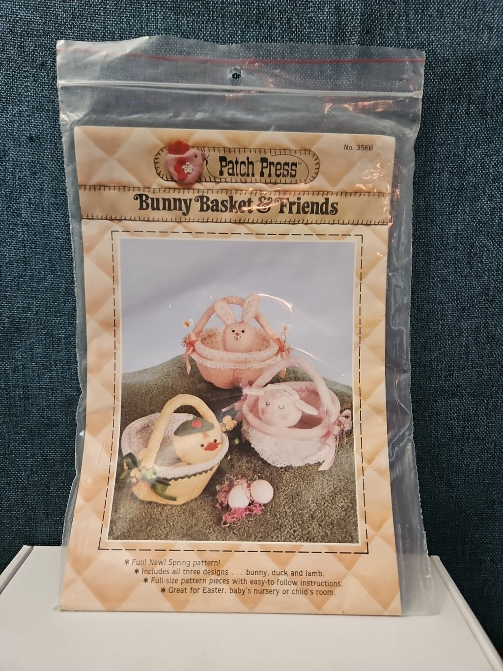 Vintage 1982 Patch Press Pattern 356B| Bunny Basket & Friends