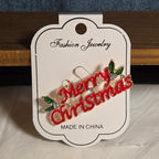 Merry Christmas Brooch Red Enamel Rhinestone Holiday Pin NWT