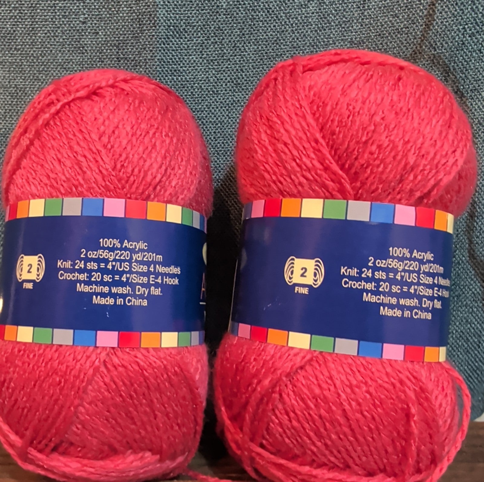 Herrschners Afghan Yarn Lot 2 Skeins 2 Ply  Grapefruit Acrylic 220 Yards Each