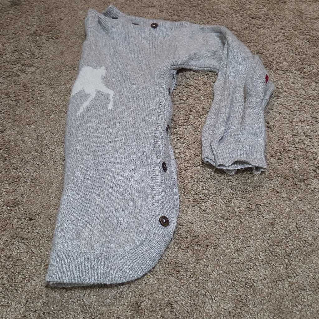 Hatley Girls Reindeer Knit Dress Size 10 Holiday Winter Sparkly Grey