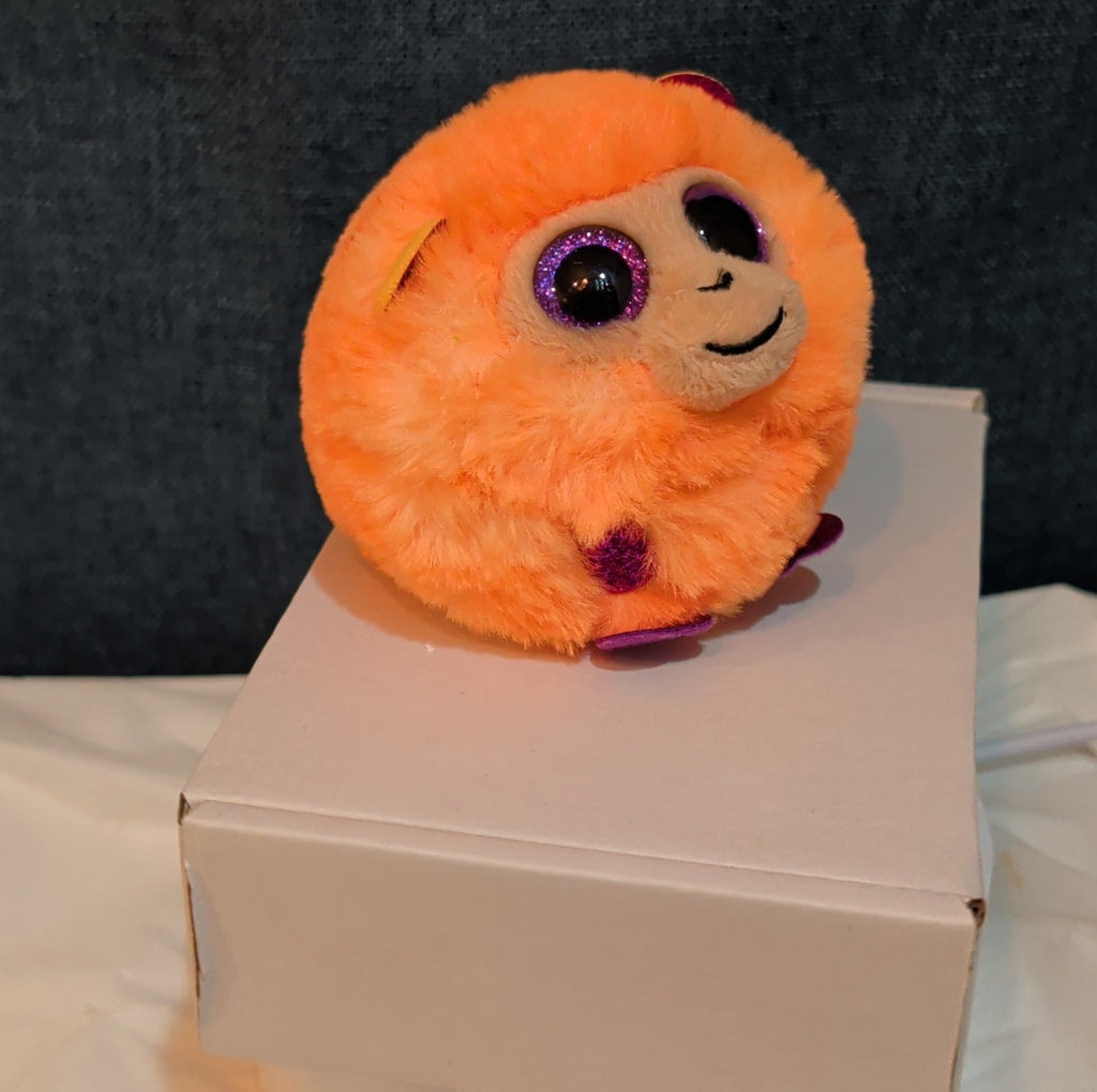 Ty Puffies Coconut The Monkey Plush Toy Orange 3" Glitter Eyes 2021 MWMT