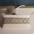 J'Adore Woven Friendship Bracelet Grey Tassel Designer Inspired