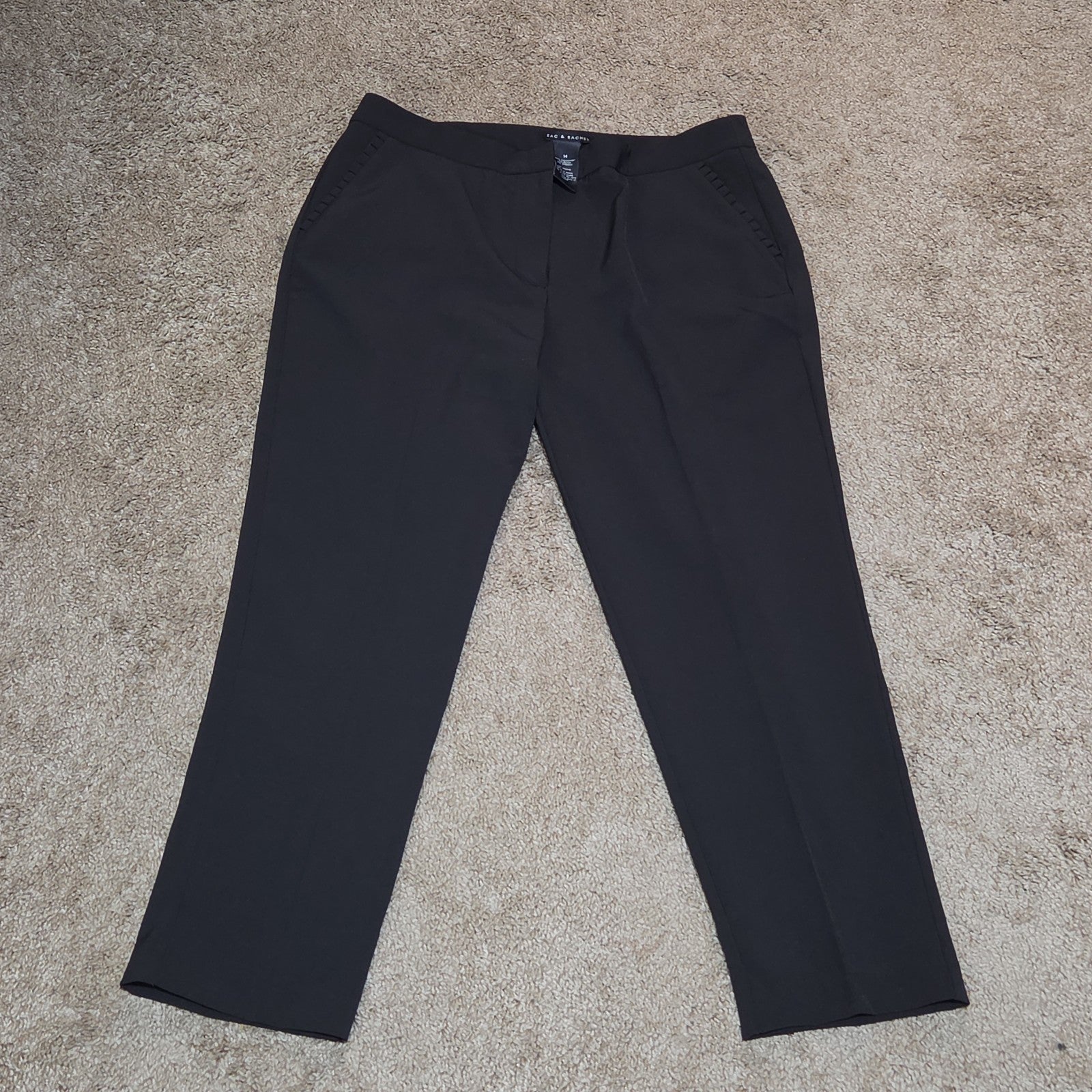 Zac & Rachel Black Dress Pants 14 Pleated Pocket Stretch Career NWOT