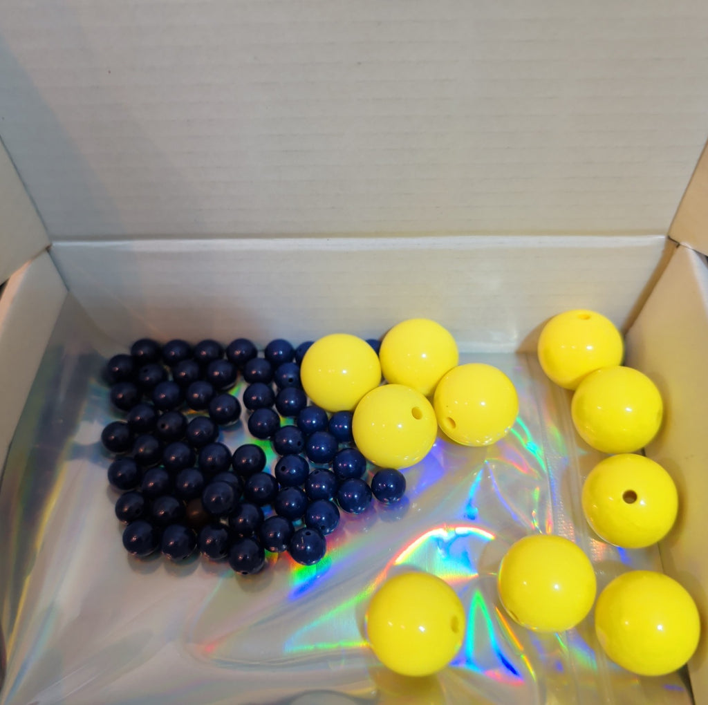 Mixed Pre-Drilled Round Plastic Beads 3oz Lot Pink Yellow Blue Craft