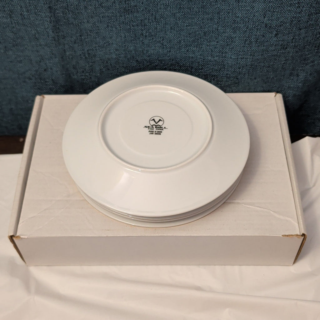 Set of 4 Sea Gull Fine China Saucers 6" | Jian Shang Gold Trim | Replacement