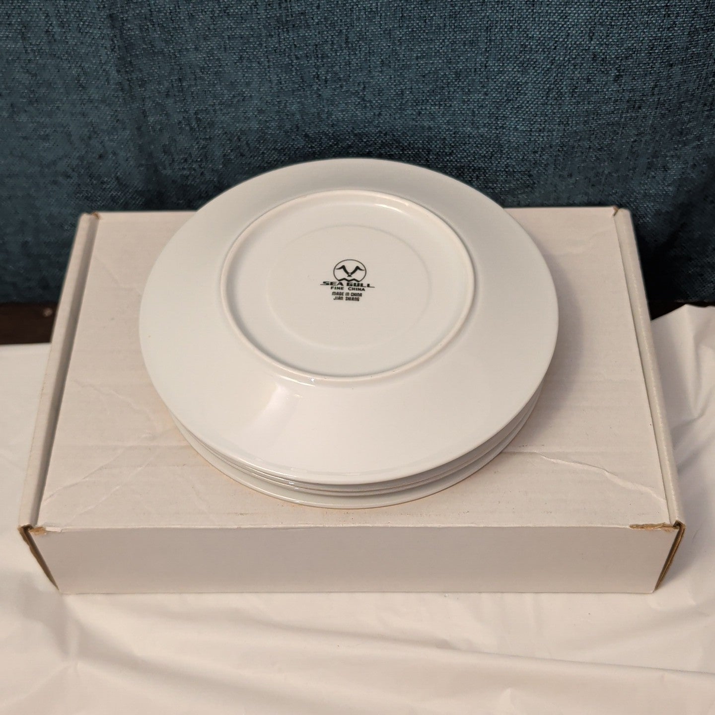 Set of 4 Sea Gull Fine China Saucers 6" | Jian Shang Gold Trim | Replacement