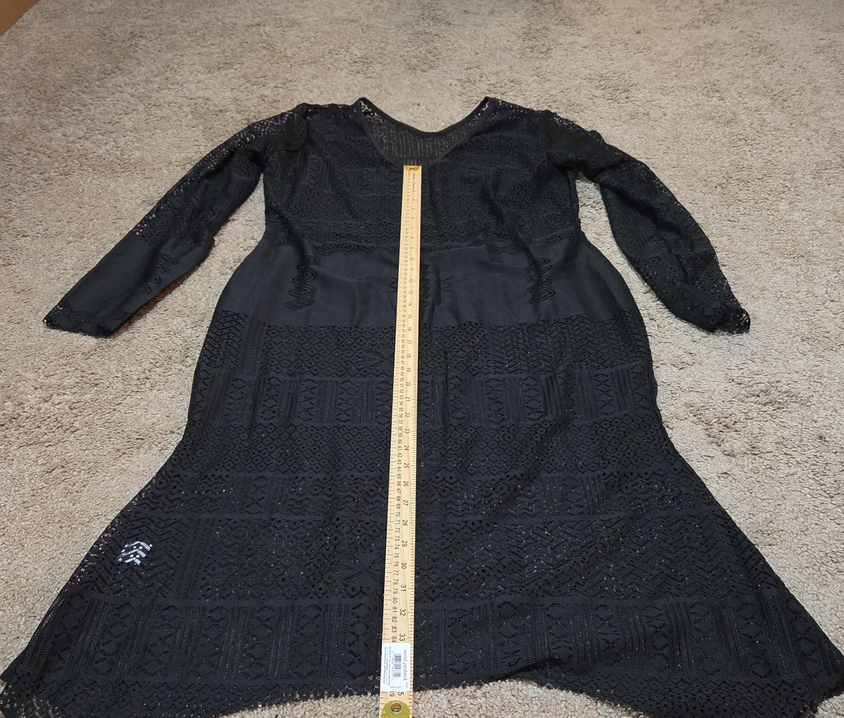 Black Lace Crochet Midi Tunic Dress Festival Whimsigoth XXL