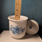 Jay Import Blue Rose Ceramic Canister with Lid Floral Farmhouse Decor 5" Jar