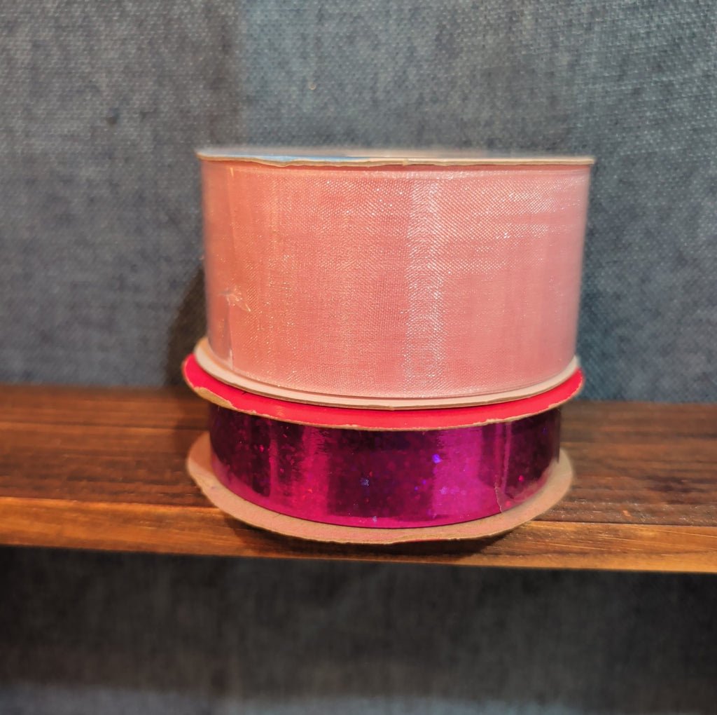 Offray Ribbon Lot 2 Pink Organdy Metallic Magenta Craft Destash
