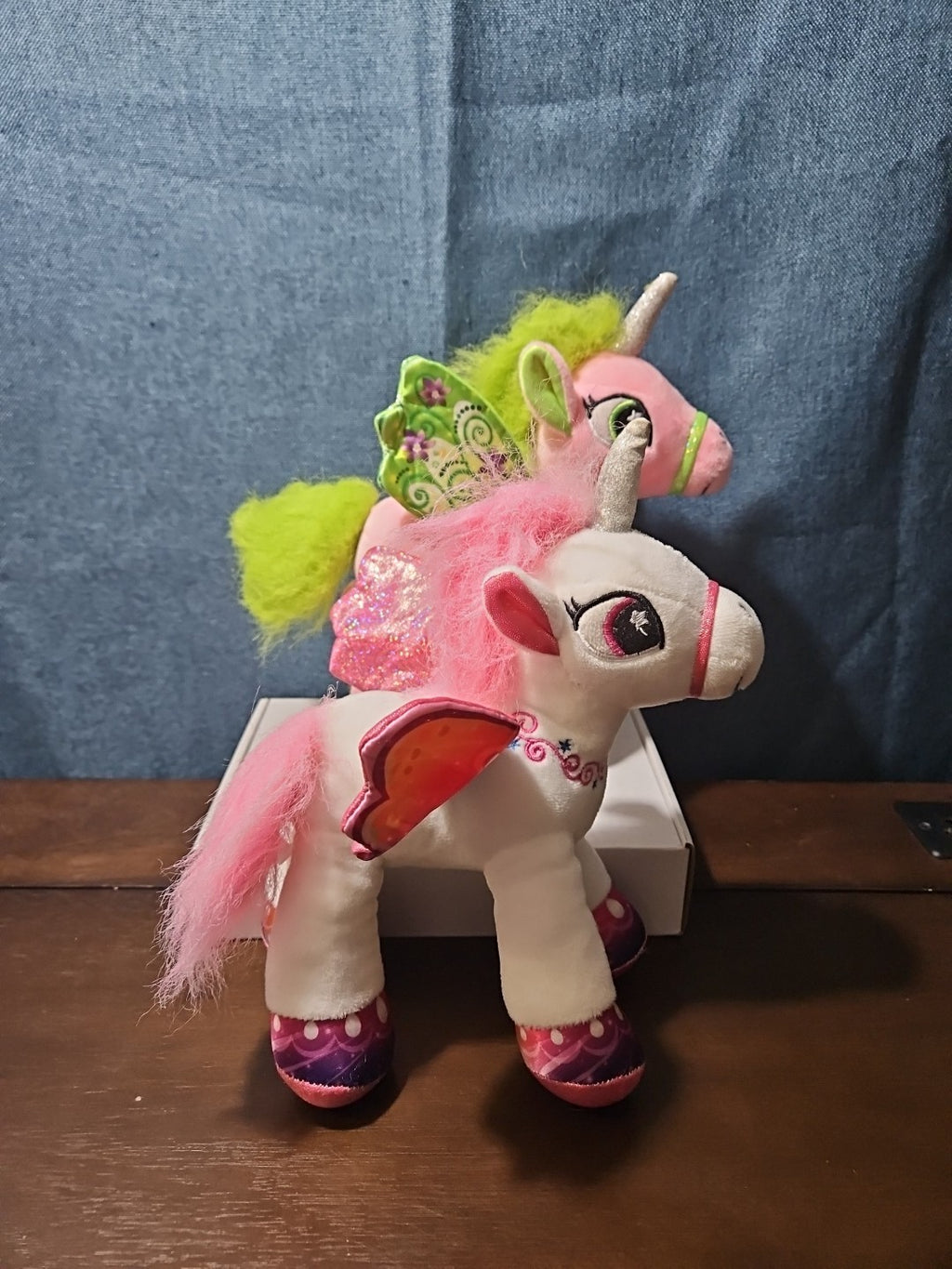 2 Star Eye Unicorn Plush Set | Pink & White Pegasus Stuffed Animals | Shimmer