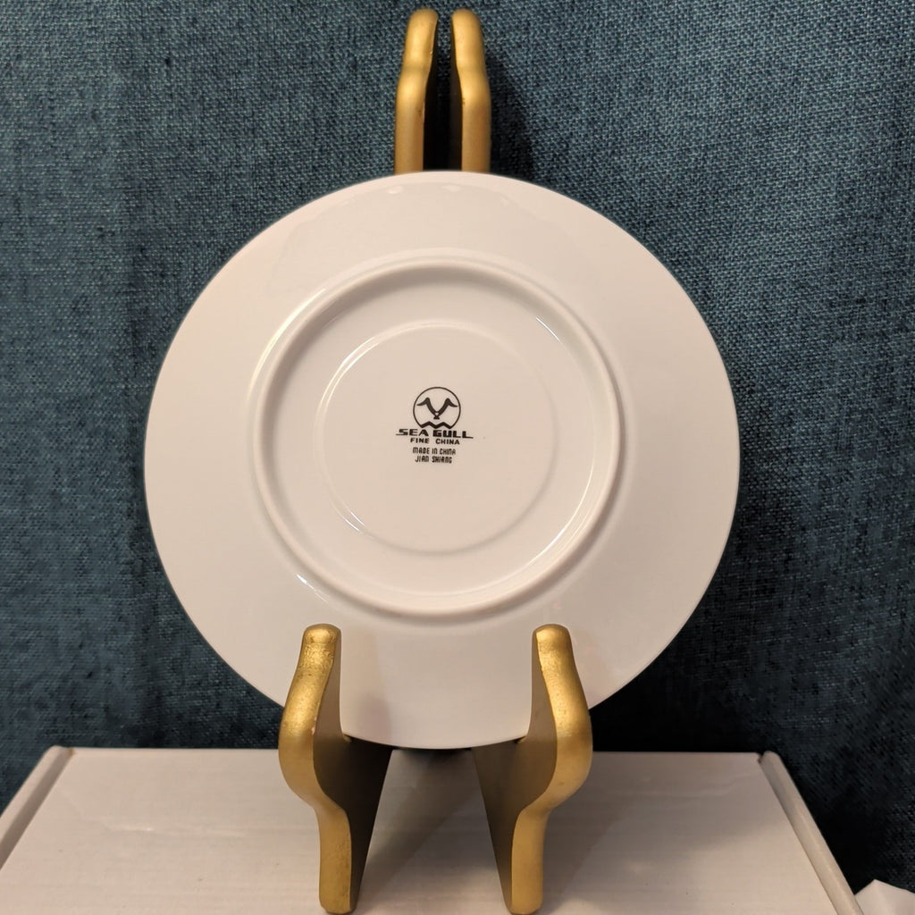 Set of 4 Sea Gull Fine China Saucers 6" | Jian Shang Gold Trim | Replacement