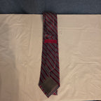 Bergamo New York Tie Burgundy Red Silver Striped Mens Silk Necktie Regimental