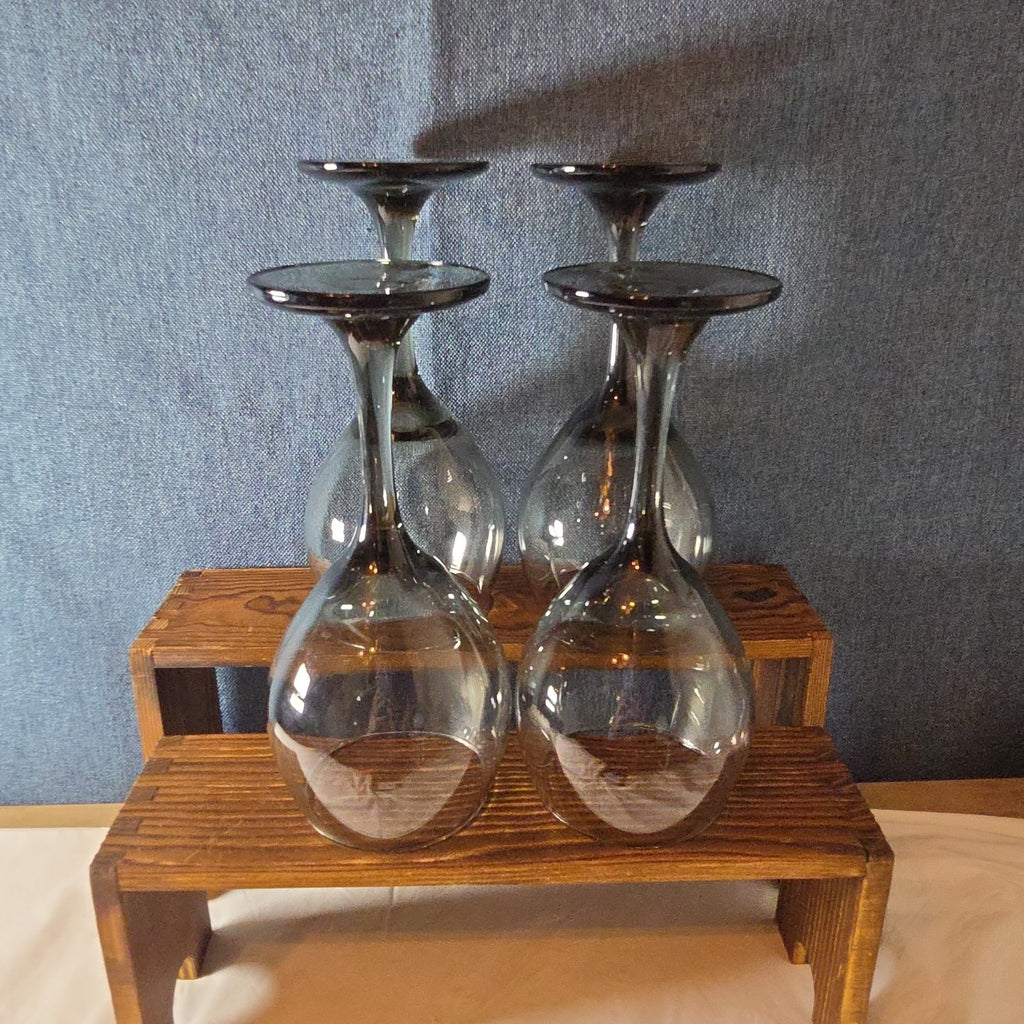 Greenbrier Set 4 Smokey Grey Gray Wine Glasses 12oz