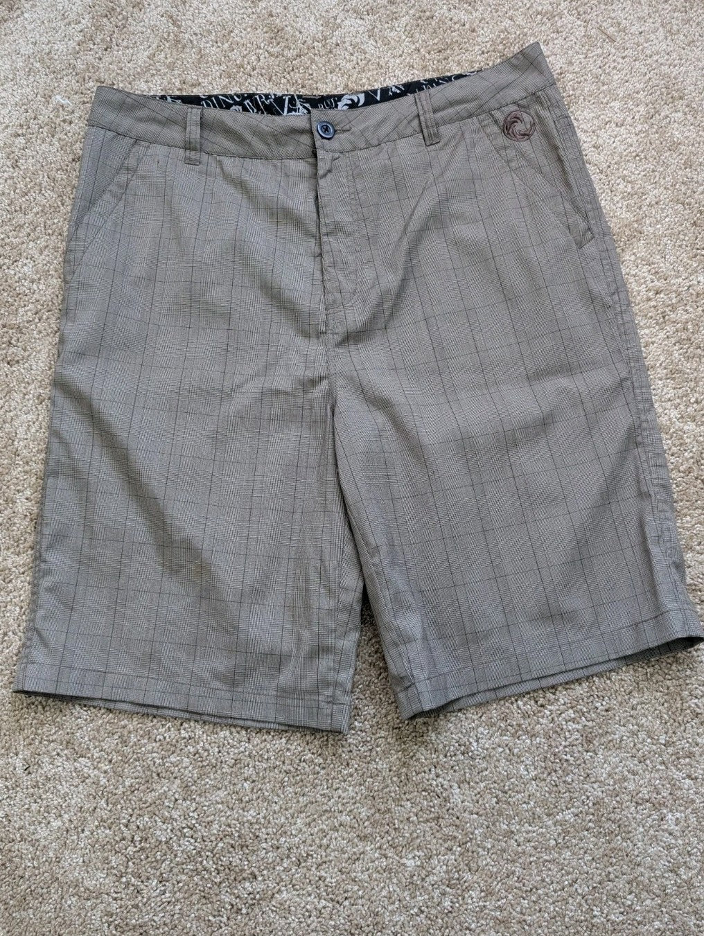 O'Neill Hybrid Boardshorts Men's Size 34 Gray Plaid Swim Trunks Walker Shorts