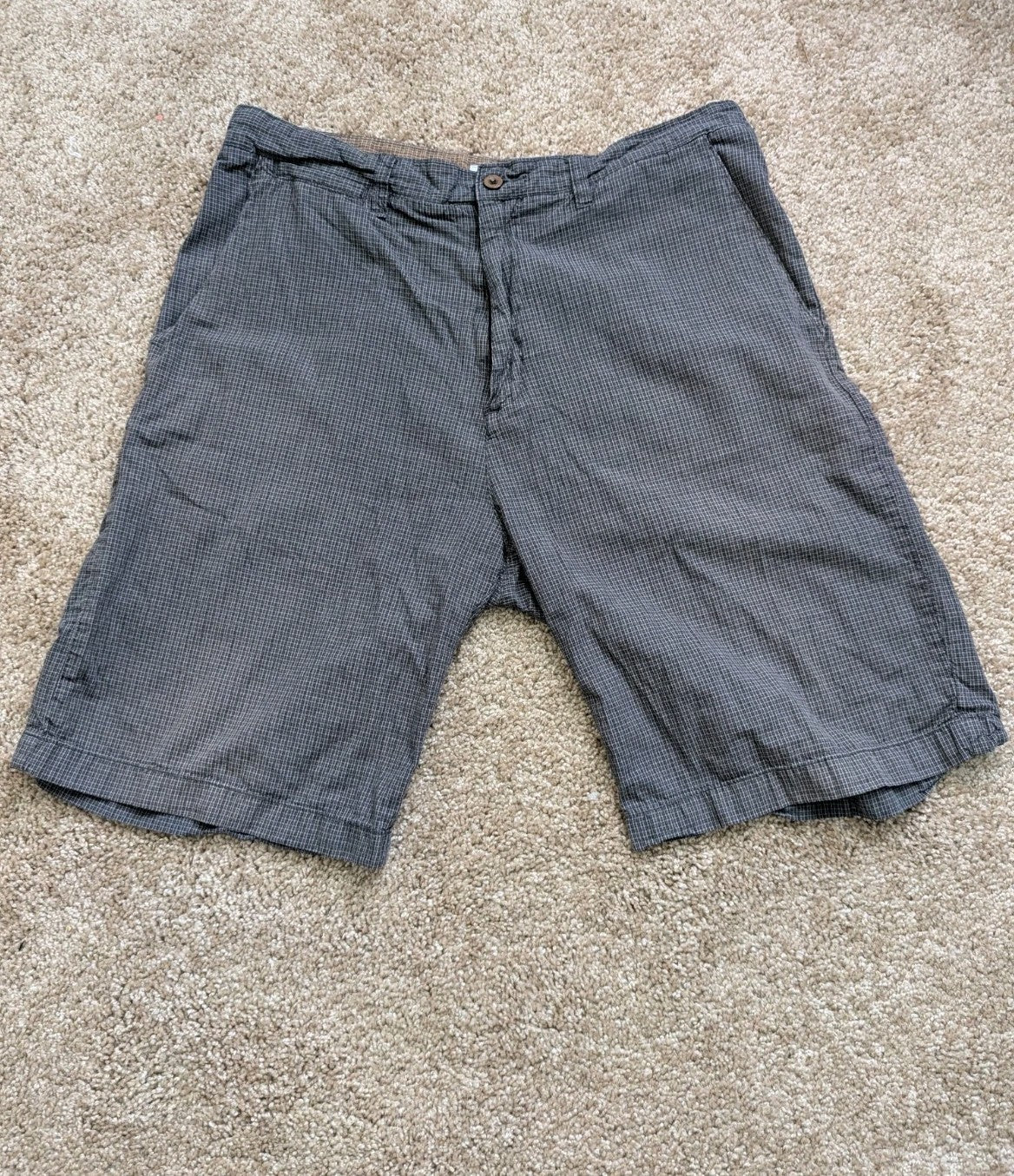 Quiksilver Edition Mens Shorts 34 Gray Micro Check Bermuda Walk Flat Front VTG